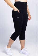 Sweat Resistant Activewear, high waisted black 3/4 length tights, high waisted 3/4 length leggings, Idea Athletic Australia