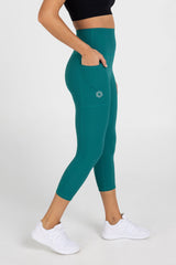 invisiSweat 3/4 Length Tights - Luxe Teal (Light Sweat Resistance)