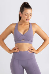 Cross Back, Key Hole Crop - Twilight Lavender | Sweat resistant activewear by Idea Athletic Australia