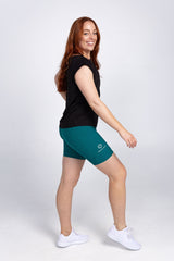 Sweat Resistant Activewear, high waisted teal bike shorts, high waisted bike shorts, Idea Athletic Australia