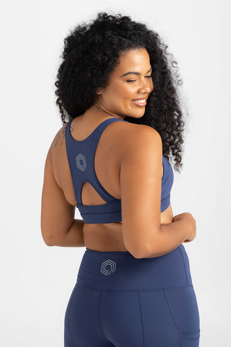 invisiSweat Classic Racer Back Crop - Luxe Navy Blue